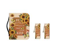 Ceudet Custodia per il trasporto della Bibbia in pelle PU per le donne Copertine della Bibbia portatile con segnalibri per ragazze Pratica borsa della Bibbia, Girasole farfalla, L-10.2"x7"x1.9"