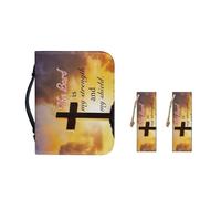 Ceudet Custodia per il trasporto della Bibbia in pelle PU per le donne Copertine della Bibbia portatile con segnalibri per ragazze Pratica borsa della Bibbia, Croce di Pasqua al tramonto,