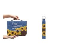 Ceudet Custodia per la Bibbia con croce per donne e ragazze, custodia per il trasporto della Bibbia in pelle PU multiuso borsa tote bag accessori portachiavi in metallo, Cowboy Girasole, XL