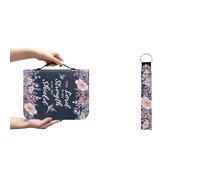 Ceudet Custodia per la Bibbia con croce per donne e ragazze, custodia per il trasporto della Bibbia in pelle PU multiuso borsa tote bag accessori portachiavi in metallo, Uccello floreale, XXL