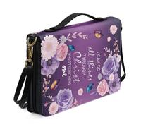 Ceudet Custodia per libri con stampa in stile bohémien, custodia per il trasporto di libri in finta pelle, organizer per libri per preghiera, studio, scrittura, L, Farfalla floreale retrò, M