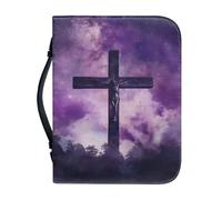 Ceudet Custodia per libri da donna e uomo, portatile, con manico, regalo per chiesa A, A e A, XL, Cielo e Croce Viola, L