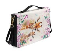 Ceudet Custodia per libri in ecopelle con stampa di colibrì e fiori, stile retrò, con tracolla, per donne e uomini, per donne e uomini, borsa per bibbia, protezione per scritture, organizer per libri,