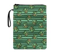 Ceudet Custodia per libro con cerniera a tema San Patrizio, leggera, con tasca frontale, copertina portatile con corda, per donne e uomini, motivo trifoglio di San Patrizio, Cappello Verde Stripe,