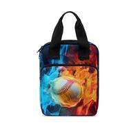 Ceudet Custodie per bibbia da calcio ad acquerello, custodia multiuso per il trasporto della Bibbia portatile e durevole per donne, grande custodia per bibbia e libri, Fire Baseball-blu e arancione,