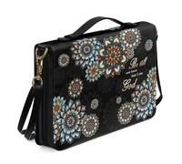 Ceudet Grande custodia per bibbia con tracolla, custodia in pelle per bibbia, borsa da chiesa, borsa per bibbia portatile, regalo per cristiani, Boho Mandala Flower - Multicolore, M