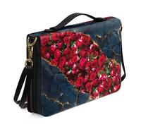 Ceudet Grande custodia per il trasporto della Bibbia, in pelle, con stampa di farfalle e fiori e versi, borsa per studio biblico con tracolla e portapenne, borsa tote per bibbia lavabile con manico,