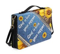 Ceudet Grande custodia per il trasporto della Bibbia, in pelle, con stampa di farfalle e fiori e versi, borsa per studio biblico con tracolla e portapenne, borsa tote per bibbia lavabile con manico,