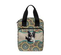Ceudet Southwest A Bible Covers, custodia portatile per la Bibbia azteca, da donna, multifunzionale, con girasole, borsa da chiesa, robusta e leggera, con tasca per manico, Boho Border Collie verde e