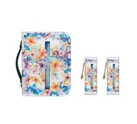Ceudet Sunset - Custodia per il trasporto della Bibbia da donna, multiuso, per segnalibri, segnalibro in pelle di grandi dimensioni, fatto a mano, 2 pezzi, Fiore colorato., L Size
