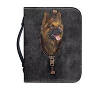 Ceudet The Ais My Strength and My - Custodia per Bibbia con motivo floreale, in pelle PU, con manico e cerniera, per studio biblico, attività all'aperto, pendolari quotidiani, XXL, Cane da pastore, M