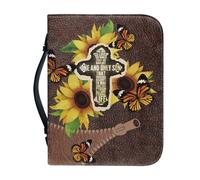 Ceudet Una custodia per bibbia portatile stampata con manico e cerniera, borsa tote in pelle per bambini e adulti, robusta custodia leggera per il trasporto della Bibbia, borsa per libri per gli