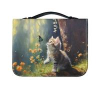 Ceudet Una custodia per bibbia portatile stampata con manico e cerniera, borsa tote in pelle per bambini e adulti, robusta custodia leggera per il trasporto della Bibbia, borsa per libri per gli