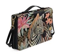 Ceudet Zebra, custodia per bibbia con manico a tracolla, custodia in pelle per il trasporto della Bibbia, custodia per libro biblico con portapenne, nero, taglia XL, Zebra-nero, XXL