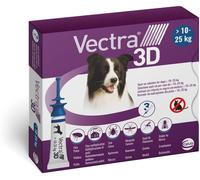 VECTRA 3D Antiparassitario per Cane 3 Pipette Antipulci Antizecche e Antizanzare per cani da 10 a 25 kg Protegge da Pulci Zecche Flebotomi e Mosche