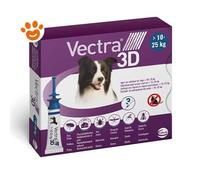 VECTRA® 3D Antiparassitario per Cane - 3 Pipette Antipulci, Antizecche e Antizanzare per cani 10/25 kg - Protegge da Pulci, Zecche, Flebotomi e Mosche