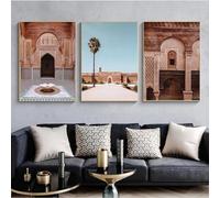 CEVAN 3 pezzi porta marocchina arte da parete Marrakesh calligrafia araba tela ansimante architettura islamica poster stampa immagini da parete arredamento Boho - senza cornice