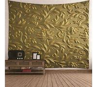 CEVAN Arazzi Fatti A Mano Tris Centrini Camera da Letto Motivo Floreale A Foglia in Rilievo Arazzi Africani Decorazione da Parete Murale Oro 200x150cm
