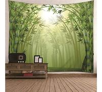CEVAN Arazzo Copridivano Telo Muro Paesaggio Foresta Di Bamboo Arazzo Da Parete Verticale Cuori Telo Arredo Muro Verde Decorazione Murale Appesa In Tessuto 200x150cm