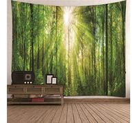 CEVAN Arazzo Copriletto Singolo Telo Muro Colorato Sole della Foresta Densa Arazzo Etnico Piccolo Pittura su Tela Decorazione Murale Verde 350x250cm