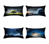 CEVAN Fodere Cuscini Rettangolari per Divano Federa Cuscino Personalizzato Seta Paesaggio Cosmico Set di 4, Microfibra Federe Letto Personalizzate 50x75cm