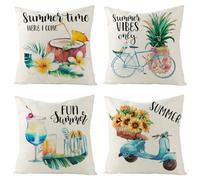 CEVAN Lino Copricuscini Letto Matrimoniale Copricuscino 1 Posto Spiaggia Estiva Federe per Cuscini Sedie Federe Cuscino in Cotone Decorazioni Murali 45x45cm,4Pcs