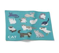 CEVAN Lino Sottopiatti Eleganti Lavabili Tovagliette Cotone Gatto dei Cartoni Animati Set di 1, Tovaglietta Rettangolare Colazione Personalizzata Tovaglia Quadrata 32x42cm