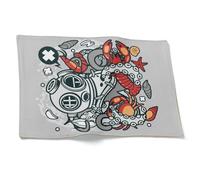 CEVAN Lino Sottopiatti Quadrati Eleganti Tovaglietta Quadrata per Colazione Scarabocchio dei Cartoni Animati Set di 4, Country Tovagliette Lavabili Grandi 32x42cm