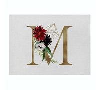 CEVAN Lino Sottopiatti Quadrati Tovaglietta Stich Lettera Set di 1, Sfoderabili Tovagliette Tessuto Resistente al Calore per la Cucina, Ristorante L'Ufficio, 21x32cm