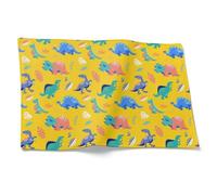 CEVAN Lino Tovaglietta Festa Compleanno sotto Piatto Colazione Dinosauro dei Cartoni Animati Set di 2, Americana Tovagliette Americane Cotone Giallo 32x42cm