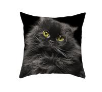 CEVAN Poliestere Fodere per Cuscini da Esterno Copricuscino Sedie Cucina Il Gatto Copricuscini Decorativi Letto Matrimoniale Federa Cuscino Anime Nero 40x40cm,1Pcs