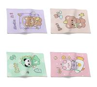 CEVAN Tovaglietta Colazione New York Tovagliette da Colorare Cartone Animato Orso Carino Set di 4, Americana Quadrata Stoffa Lino Ecologico per L'Arredamento Sostenibile, 32x42cm