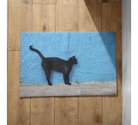 CEVAN Zerbino su Misura Tappetino Assorbente Cucina Gatto Nero Zerbino Pulisci Scarpe da Esterno Tappetino Ingresso 40x60cm