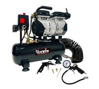 CEVIK PRO CA-CS6PLUS - Compressore Aria Silenzioso - 59 dB - 6L - 3/4HP - Max 8 Bar - 106 l/min - Senza Olio - Due Cilindri - Compatto e Portatile - Compressore per Verniciatura e Pneumatica