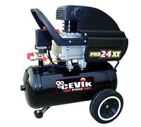 CEVIK PRO - CA-PRO24XT - Compressore Aria Portatile Monoblocco - 73 dB - 24 litri - 2.5HP - Max 8 Bar - 205 l/min - Con Olio - Doppia Uscita Aria - Compatto e Portatile - Compressore per Verniciatura e Pneumatica