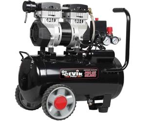 CEVIK PRO CA-PRO25SILENC - Compressore Aria Silenzioso 25L - 1.5HP - 150 l/min - 8 Bar - Senza Olio - Compatto Portatile - Doppia Uscita - Compressore Aria Portatile per Verniciatura e Pneumatica