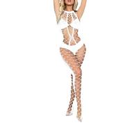 CEWIFO 2025 Romantico Lingerie Calze a Rete Sexy Body Donna Intimo Trasparente Bodystocking Elastico Camicia da Notte Hot Completino Reggicalze Pigiami Babydoll Un Pezzo Fishnet Tuta