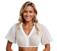 CEWIFO Bikini Sexy Hot Mare Trasparente Calze Per Reggicalze Donna Abito Dirndl Oktoberfest e Feste Tradizionali con Maniche Corte Top Coordinato (White, XL)