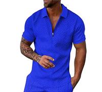 CEWIFO Camicia da Uomo per L'Estate con Zip Frontale E Design Casual a Maniche Corte Camicie Confortevole Lino Senza Collo T-Shirt Addominali Scolpiti