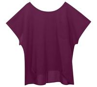 CEWIFO Camicia di Cotone e Lino Camicette Donna Eleganti Maglietta Casual a Maniche Corte con Scollo Rotondo in Lino, Tascabile, Colore Puro, per Le Donne, vestibilità Comoda (Purple, S)