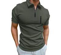 CEWIFO Camicia Uomo Sportiva Casual con Cerniera E Design Moderno a Maniche Corte Camicie Estive Tradizionale Manica Corta Cotone T-Shirt Vintage