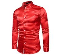 CEWIFO Camicie di Lino Uomo Camicia Elegante da in Tessuto Lucido con Collo alla Coreana e Maniche Lunghe per Un Moderno Raffinato Comode Facile Stiro più Colori tra Cui Scegliere