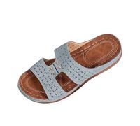 CEWIFO Ciabatte Donna Piscina Ciabatte Gomma Donna Pantofole Donna Casual con Design Ritagliato e Tacco Zeppa per Outfit Estivi (Light Blue, 42)