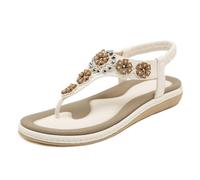 CEWIFO Infradito Donna Sandali Donna Comodi per Tempo Libero Lavoro e Incontri Estivi Infradito con Fascie Elastiche e Tacco Piatto (White, 37)