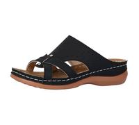 CEWIFO Infradito Donna Sandali Donna con Pendenza Bocca Pesce e Decorazioni Strass per un Casual Estivo (Black, 37)