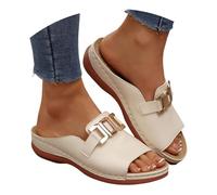 CEWIFO Infradito Piscina Donna Ciabatte Spugna Pantofole Moderne per Relax Casuale Design Aperto Slip-On Estivo Comode Ideali Casa (Beige, 39)