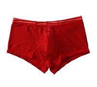 CEWIFO Intimo Uomo Boxer Gamba Lunga Slip 3 Pack XXL Pantaloni Sensuale Maglia Trasparente Ghiaccio Triangolare Sottile Basso Vita Traspirante Design (Red, M)