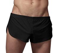 CEWIFO Intimo Uomo Sexy Boxer Cotone Bianco Pantaloni da Leggeri e Lisci Ragazzo, Alta Voce per Biancheria Intima Casual in Tinta Unita (Black, L)