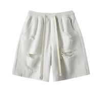 CEWIFO Jeans Neri Corti Stretti alla Moda con Gamba Dritta Estivi Uomo Regular Slim Fit Moto Protezioni Ragazzo 14 Anni Maschio Larghi