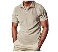 CEWIFO Maglia da Uomo con Mezza Zip E Risvolto in Velluto a Coste per Stagione Camicie Lino Trend Casual T-Shirt Ragazzo
